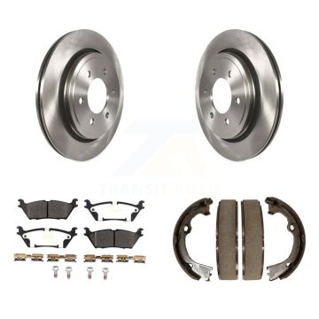 Rear Disc Rotors Semi-Metallic Pads And Parking Brake Shoes Kit For Ford F-150 K8F-104402