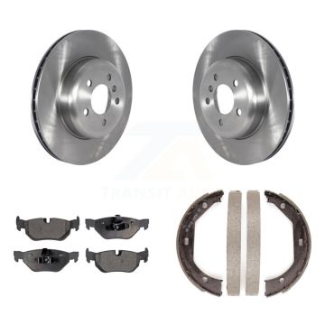 Rear Disc Rotors Semi-Metallic Pads And Parking Brake Shoes Kit For BMW 328i xDrive K8F-104429
