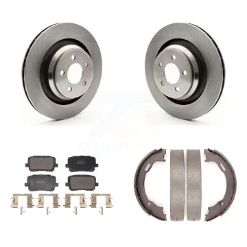 Rear Disc Rotors Semi-Metallic Pads And Parking Brake Shoes Kit For Dodge Charger K8F-104441
