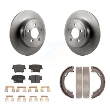 Rear Disc Rotors Semi-Metallic Pads And Parking Shoes Kit For Dodge Chrysler 300 Charger K8F-104445