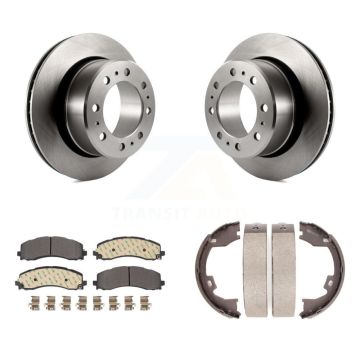 Rear Disc Rotors Semi-Metallic Pads And Parking Brake Shoes Kit For Ram 2500 3500 K8F-104449