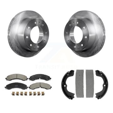 Rear Disc Rotors Semi-Metallic Pads & Parking Shoes Kit For GMC Chevrolet Sierra 2500 HD K8F-104453