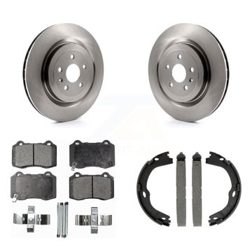 Rear Disc Rotors Semi-Metallic Pads & Parking Shoes Kit For Chevrolet Camaro Cadillac CTS K8F-104456