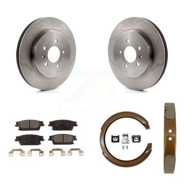 Rear Disc Rotors Semi-Metallic Pads And Parking Brake Shoes Kit For Cadillac CTS STS K8F-104461