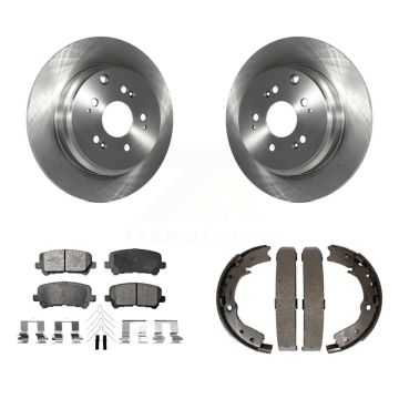 Rear Disc Rotors Semi-Metallic Pads & Parking Brake Shoes Kit For 2011-2017 Honda Odyssey K8F-104476