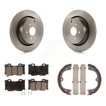 Rear Disc Rotors Semi-Metallic Pads Parking Shoes Kit For INFINITI Q50 M37 FX50 QX70 M56 K8F-104478