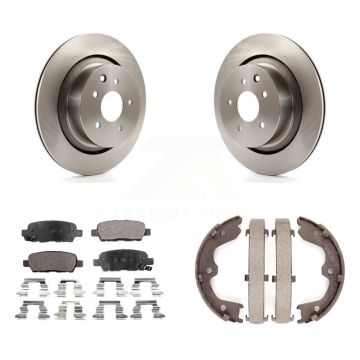 Rear Disc Rotors Semi-Metallic Pads And Parking Brake Shoes Kit For INFINITI G35 Q60 K8F-104483