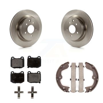 Rear Disc Rotors Semi-Metallic Pads Parking Brake Shoes Kit For Nissan 350Z INFINITI G35 K8F-104488