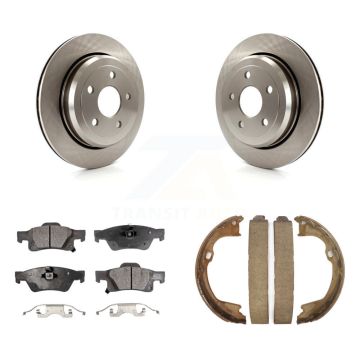 Rear Disc Rotors Semi-Metallic Pads & Parking Shoes Kit For Jeep Grand Cherokee Dodge WK K8F-104527
