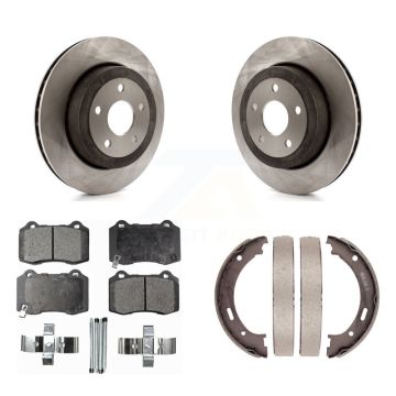 Rear Disc Rotors Semi-Metallic Pads Parking Shoes Kit For 06-10 Jeep Grand Cherokee SRT8 K8F-104535