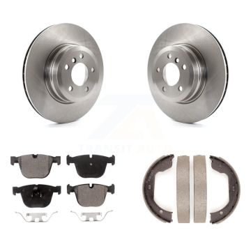 Rear Disc Rotors Semi-Metallic Pads And Parking Brake Shoes Kit For BMW X5 X6 K8F-104538