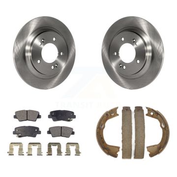 Rear Disc Rotors Semi-Metallic Pads And Parking Brake Shoes Kit For Hyundai Sonata Azera K8F-104542
