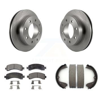 Rear Disc Rotors Semi-Metallic Pads And Parking Shoes Kit For GMC Savana 3500 Cutaway Van K8F-104558