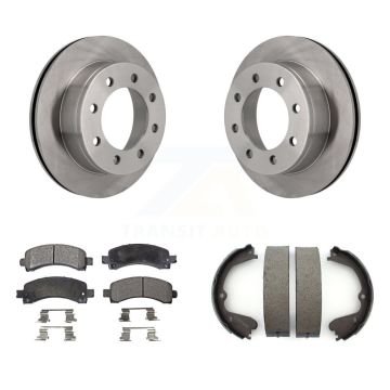 Rear Disc Rotors Semi-Metallic Pads And Parking Shoes Kit For GMC Savana 3500 Cutaway Van K8F-104560