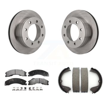 Rear Disc Rotors Semi-Metallic Pads & Parking Brake Shoes Kit For Chevrolet Express 4500 K8F-104561