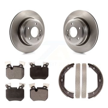 Rear Disc Rotors Semi-Metallic Pads And Parking Brake Shoes Kit For BMW 135i 135is K8F-104570