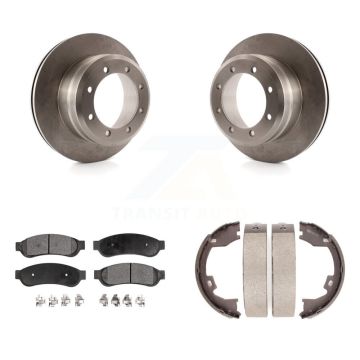 Rear Disc Rotors Semi-Metallic Pads And Parking Shoes Kit For Ford F-350 Super Duty F-450 K8F-104573
