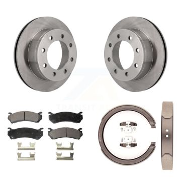 Rear Disc Rotors Semi-Metallic Pads Parking Brake Shoes Kit For GMC Sierra 2500 Yukon XL K8F-104604