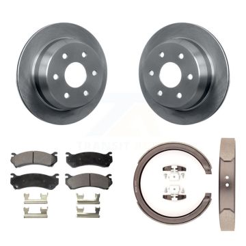 Rear Disc Rotors Semi-Metallic Pads & Parking Brake Shoes Kit For Chevrolet Suburban 2500 K8F-104606