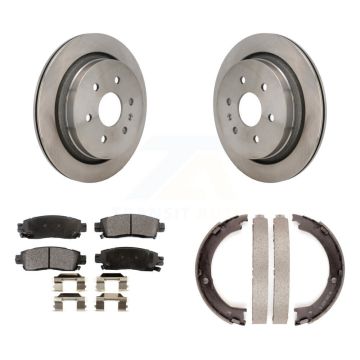 Rear Disc Rotors Semi-Metallic Pads And Parking Brake Shoes Kit For Cadillac XTS K8F-104614