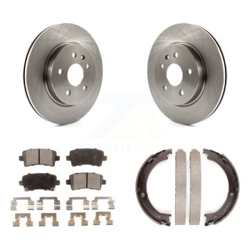 Rear Disc Rotors Semi-Metallic Pads And Parking Brake Shoes Kit For Cadillac XTS K8F-104615