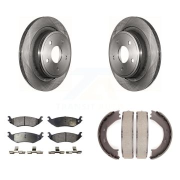 Rear Disc Rotors Semi-Metallic Pads And Parking Brake Shoes Kit For Dodge Ram 1500 K8F-104616