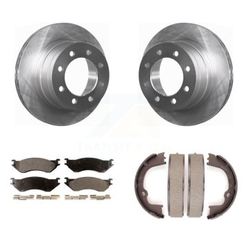 Rear Disc Rotors Semi-Metallic Pads And Parking Brake Shoes Kit For Dodge Ram 1500 K8F-104620
