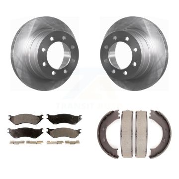 Rear Disc Rotors Semi-Metallic Pads And Parking Brake Shoes Kit For Dodge Ram 1500 K8F-104623