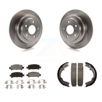 Rear Disc Rotors Semi-Metallic Pads & Parking Brake Shoes Kit For Subaru Forester Impreza K8F-104644