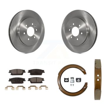 Rear Disc Rotors Semi-Metallic Pads And Parking Brake Shoes Kit For Cadillac SRX K8F-104668