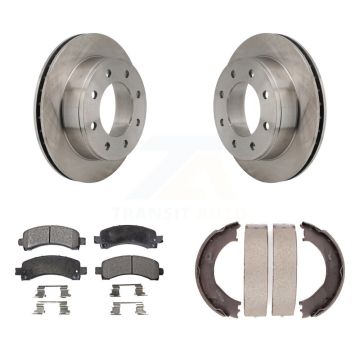 Rear Disc Rotors Semi-Metallic Pads And Parking Shoes Kit For Chevrolet Express 2500 GMC K8F-104670