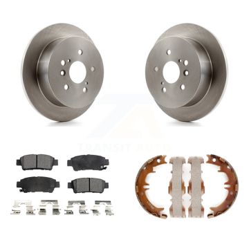 Rear Disc Rotors Semi-Metallic Pads & Parking Brake Shoes Kit For 2004-2010 Toyota Sienna K8F-104675