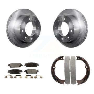 Rear Disc Rotors Semi-Metallic Pads And Parking Brake Shoes Kit For Chevrolet Suburban K8F-104677