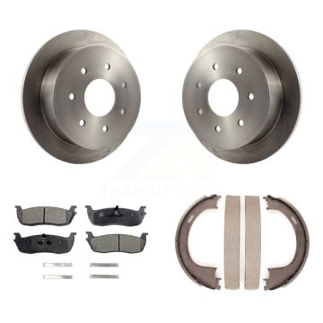 Rear Disc Rotors Semi-Metallic Pads And Parking Brake Shoes Kit For Ford F-150 F-250 K8F-104682