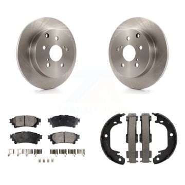 Rear Disc Rotors Semi-Metallic Pads And Parking Brake Shoes Kit For Toyota Prius V Mirai K8F-104684