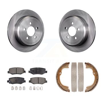 Rear Disc Rotors Semi-Metallic Pads Parking Brake Shoes Kit For Jeep Liberty Dodge Nitro K8F-104688