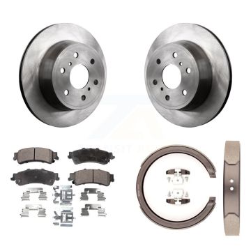 Rear Disc Rotors Semi-Metallic Pads & Parking Brake Shoes Kit For GMC Sierra 1500 Classic K8F-104698