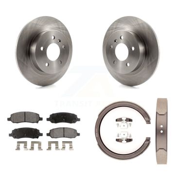 Rear Disc Rotors Semi-Metallic Pads Parking Shoes Kit For Cadillac DTS With 5 Lug Wheels K8F-104699