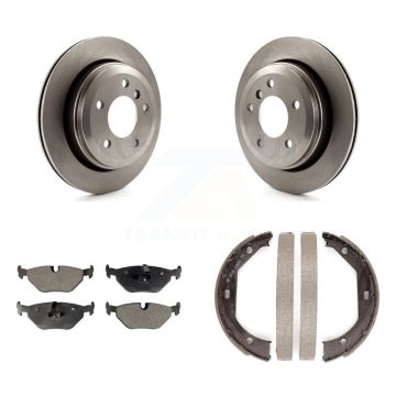 Rear Disc Rotors Semi-Metallic Pads And Parking Brake Shoes Kit For 2001-2005 BMW 325xi K8F-104704