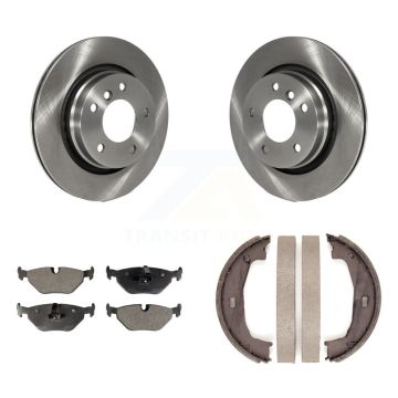 Rear Disc Rotors Semi-Metallic Pads Parking Shoes Kit For BMW 325i 325Ci 323Ci 323i 328Ci K8F-104705