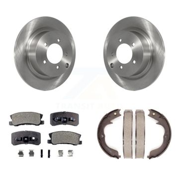 Rear Disc Rotors Semi-Metallic Pads Parking Shoes Kit For 2008 Mitsubishi Outlander 2.4L K8F-104712