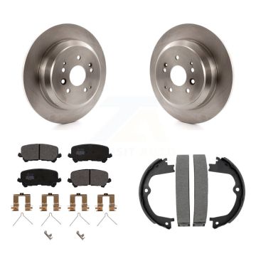 Rear Disc Rotors Semi-Metallic Pads And Parking Brake Shoes Kit For 2014-2016 Acura MDX K8F-104714