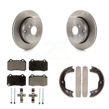 Rear Disc Rotors Semi-Metallic Pads And Parking Brake Shoes Kit For Hyundai Genesis Coupe K8F-104719