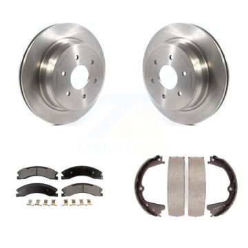 Rear Disc Rotors Semi-Metallic Pads Parking Brake Shoes Kit For 2016-2019 Nissan TITAN XD K8F-104722