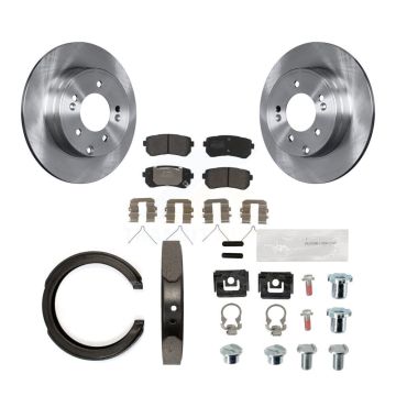 Rear Disc Rotors Semi-Metallic Pads Parking Brake Shoes And Hardware Kit For Kia Optima K8F-104757