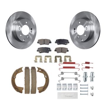Rear Disc Rotors Semi-Metallic Pads Parking Shoes And Hardware Kit For Hyundai Sonata Kia K8F-104758
