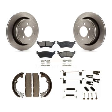 Rear Disc Rotors Semi-Metallic Pads Parking Brake Shoes And Hardware Kit For Ford F-150 K8F-104766