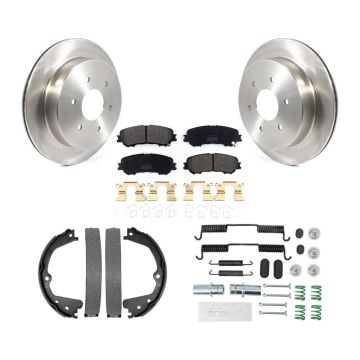 Rear Disc Rotors Semi-Metallic Pads Parking Shoes Hardware Kit For 2017-2023 Nissan TITAN K8F-104767