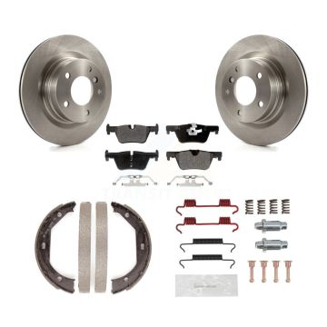 Rear Disc Rotors Semi-Metallic Pads Parking Brake Shoes And Hardware Kit For BMW 328i K8F-104775