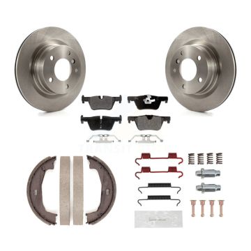 Rear Disc Rotors Semi-Metallic Pads Parking Shoes & Hardware Kit For BMW 230i xDrive 228i K8F-104776
